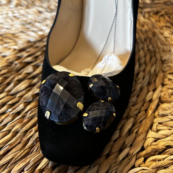 Kate Spade pumps, 9.5, black suede with grey stone adornments - Picture 2 of 8
